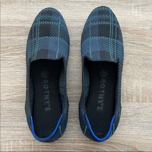 Rothy’s The Loafer Navy Plaid Shoes Women’s Size 8.5 Retired Limited Edition